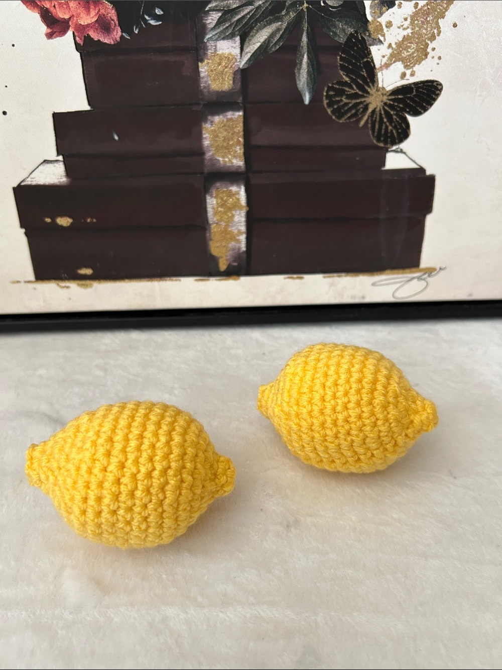 2 Handmade Yellow Crochet Lemon